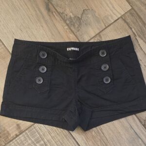Express Women's High Waist Black Shorts with Button Accents